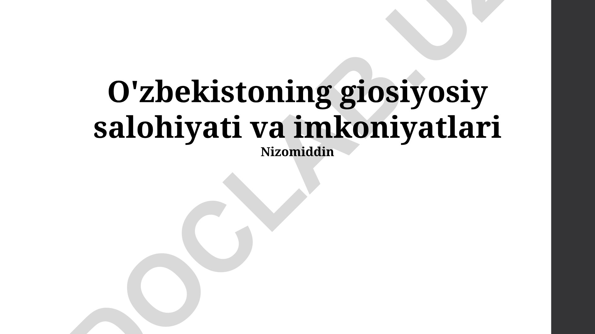 O'zbekistoning geosiyosiy salohiyati va imkoniyatlari
