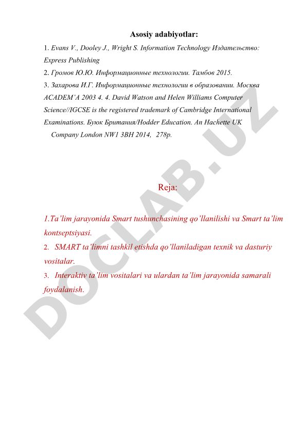SMART ta'lim kontseptsiyasi va elektron o'quv muhitlari