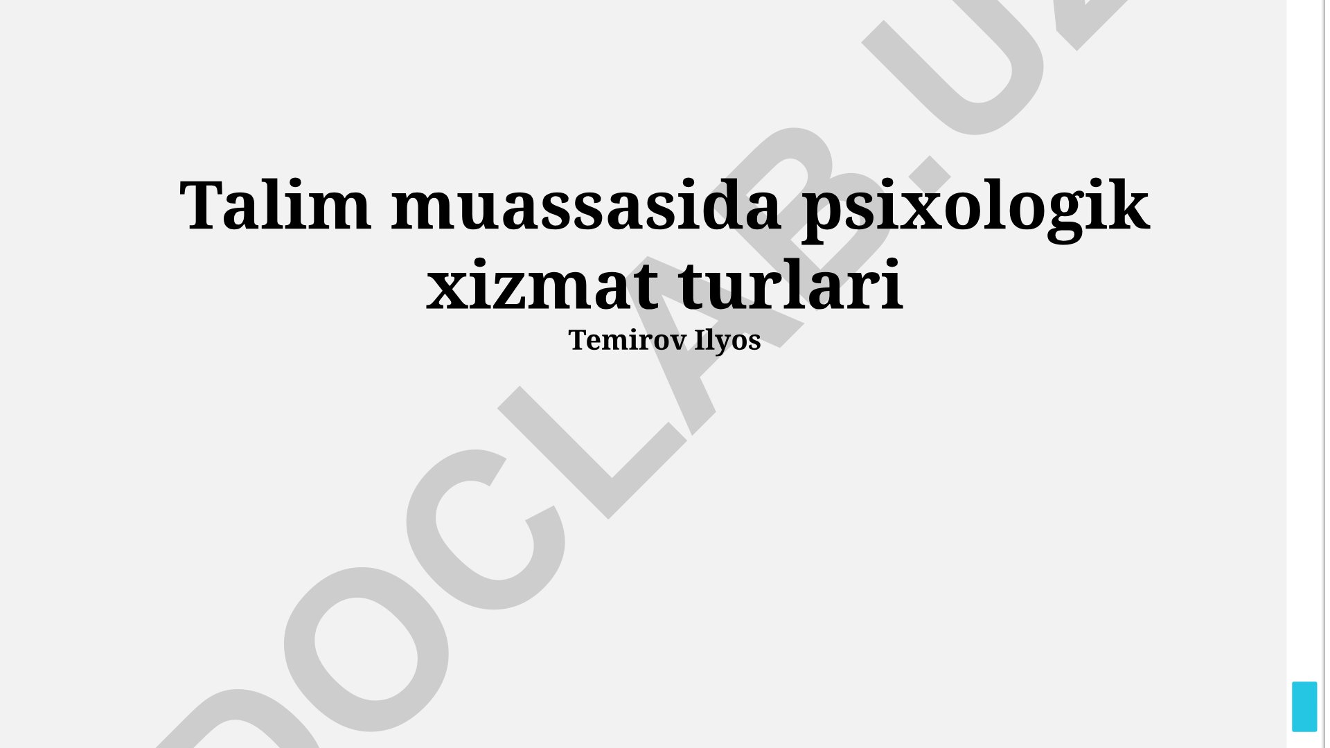Talim muassasida psixologik xizmat turlari