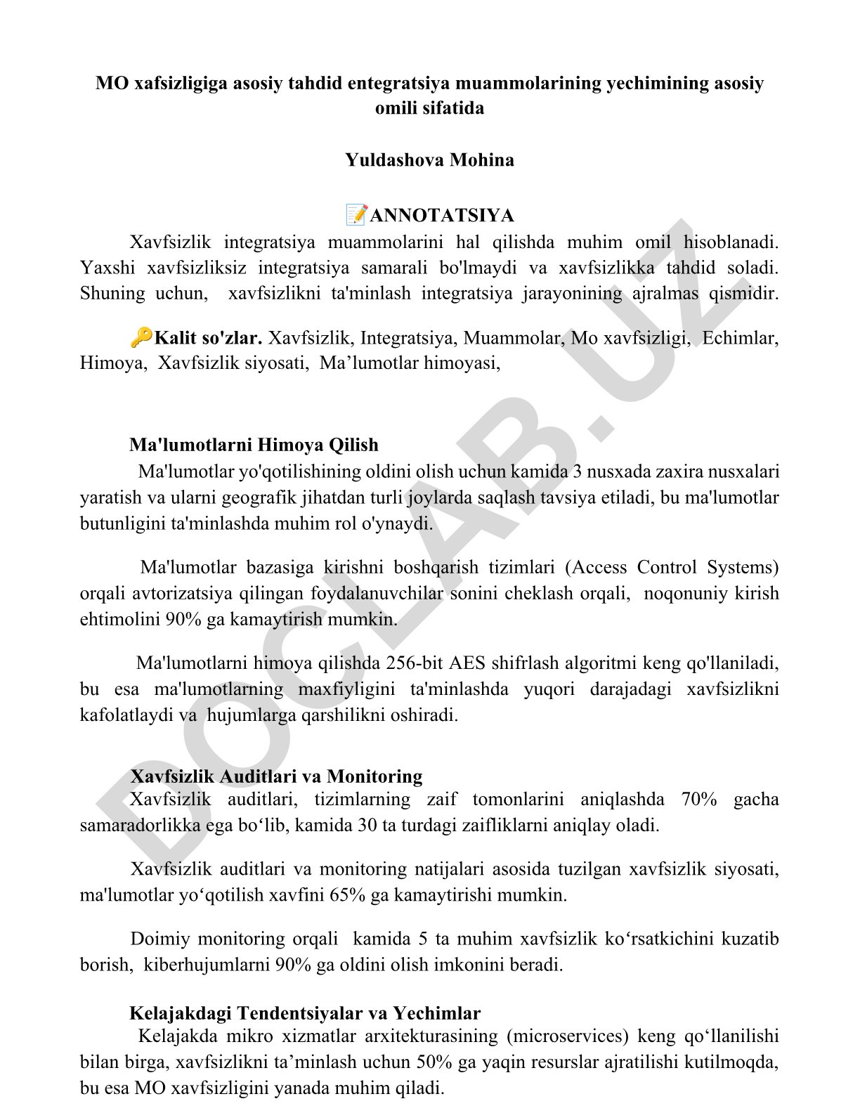MO xafsizligiga asosiy tahdid entegratsiya muammolari va yechimlar
