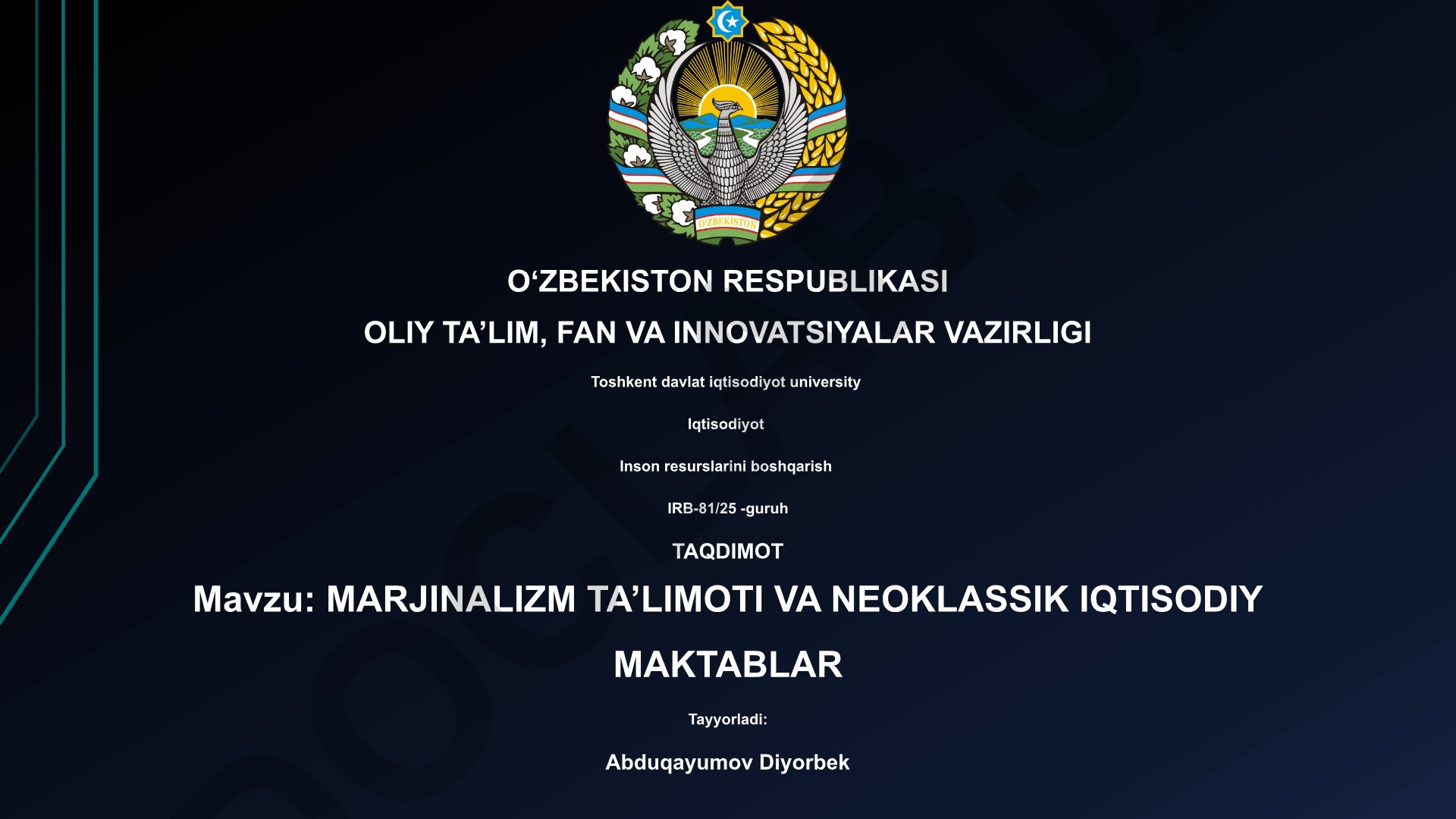 Marjinalizm ta'limoti va neoklassik iqtisodiy maktablar