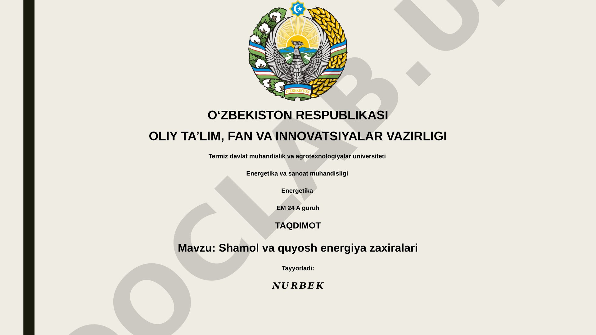 Shamol va quyosh energiya zaxiralari