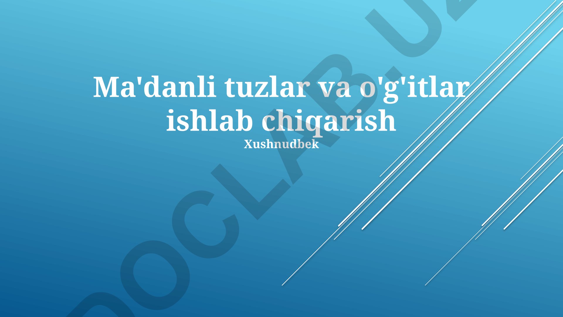 Ma'danli tuzlar va o'g'itlar ishlab chiqarish