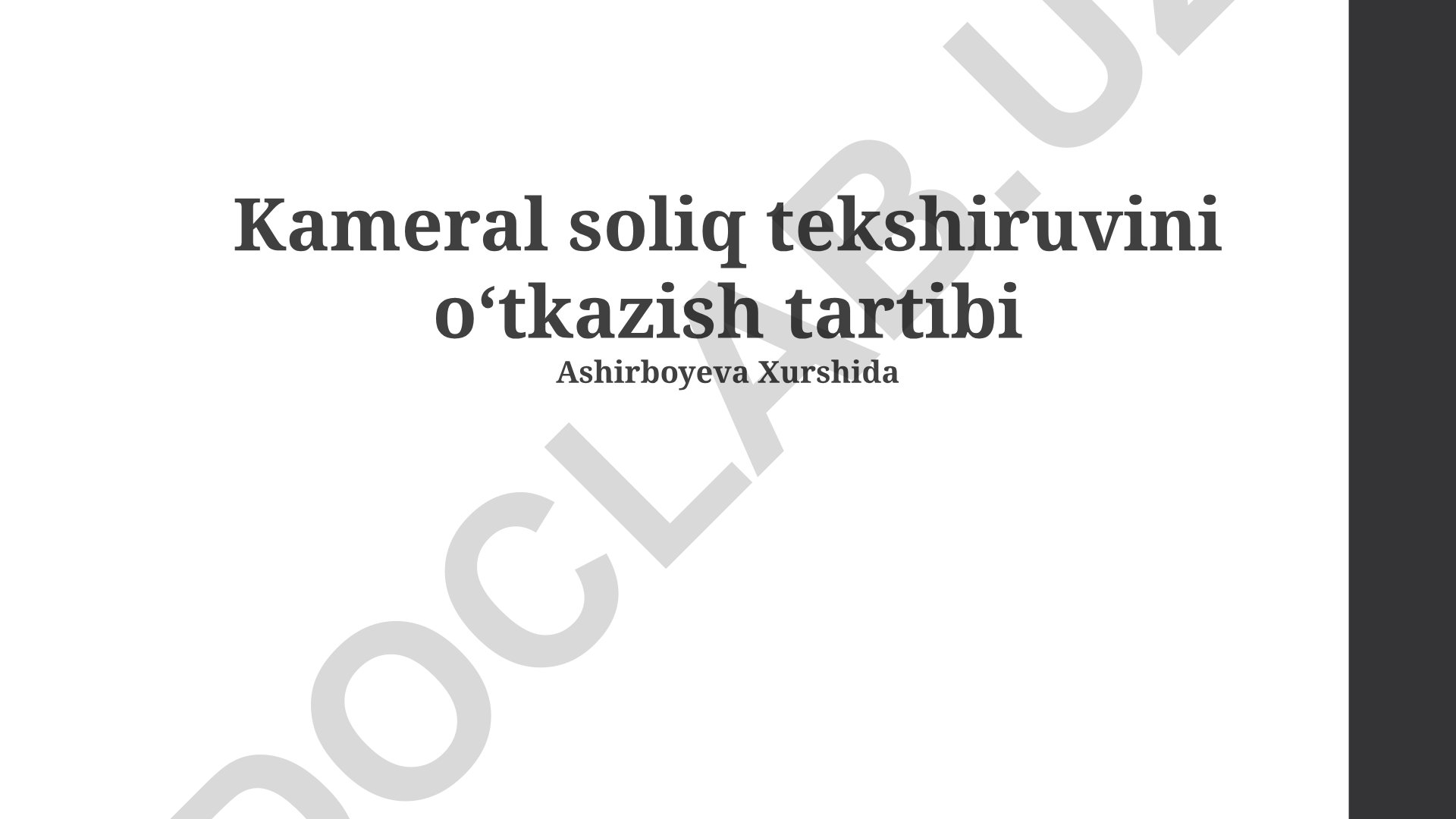 Kameral soliq tekshiruvini o'tkazish tartibi
