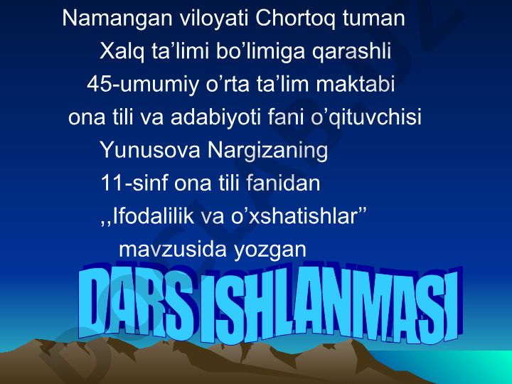 Ifodalilik va o'xshatishlar