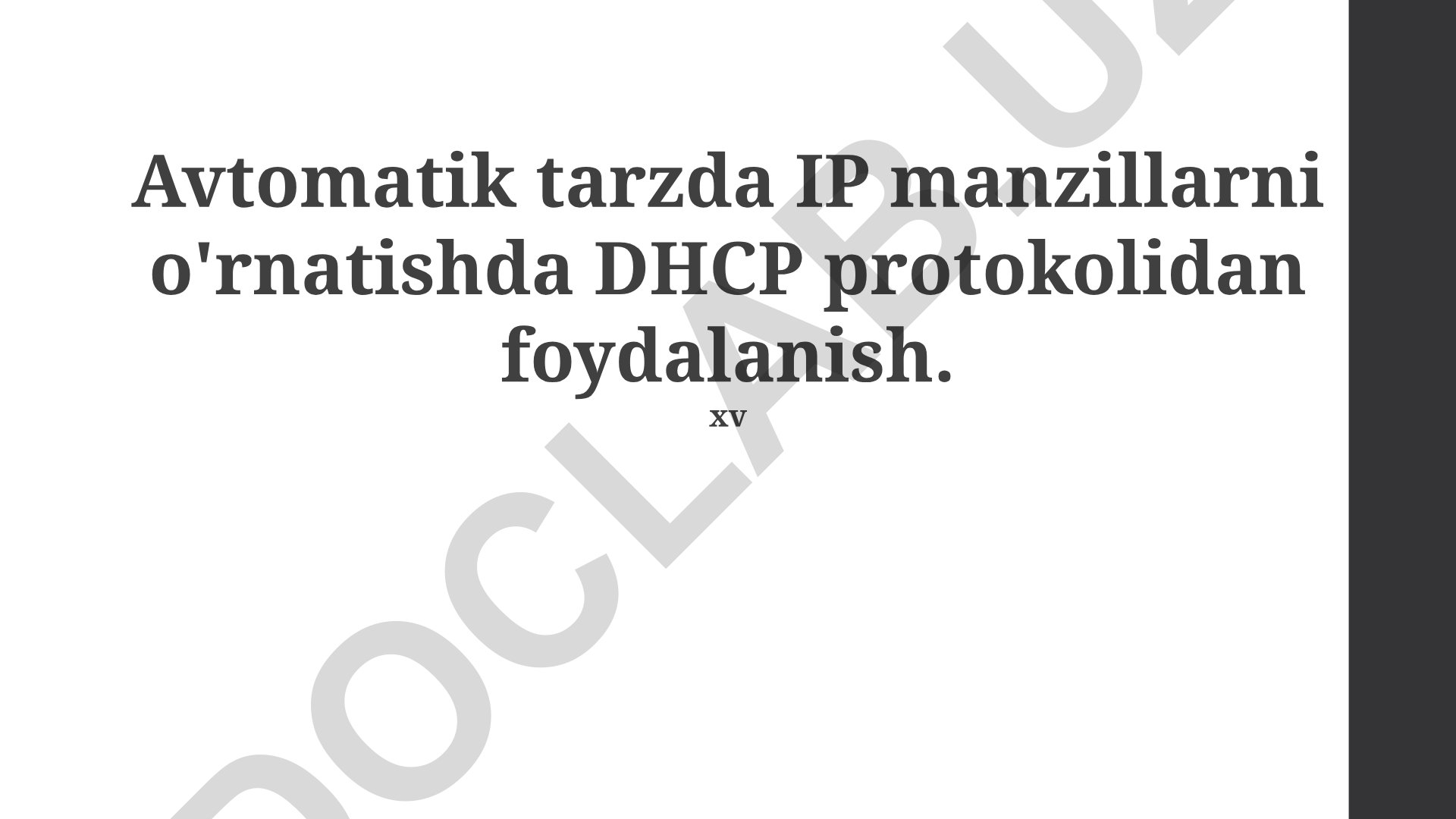 DHCP protokoli orqali avtomatik IP-manzil taqsimlash