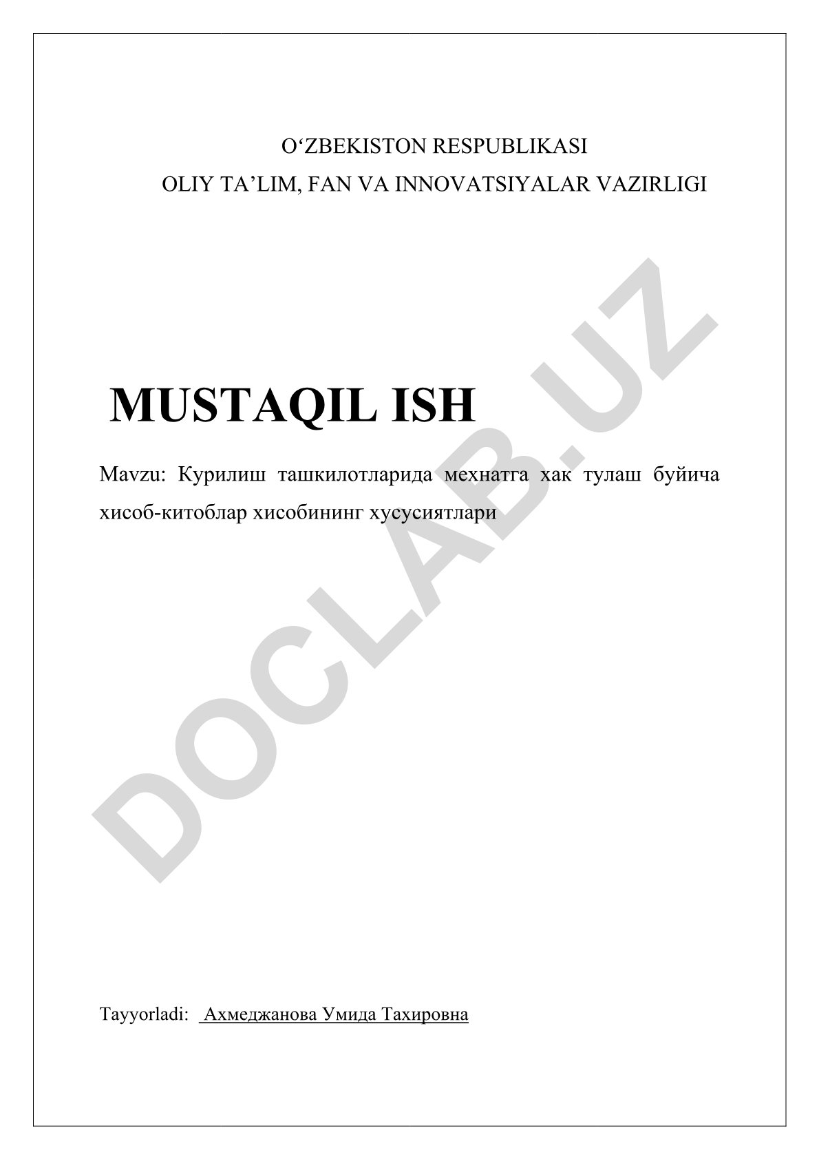 Qurilish tashkilotlarida mehnatga haq to'lash bo'yicha hisob-kitoblar hisobining xususiyatlari