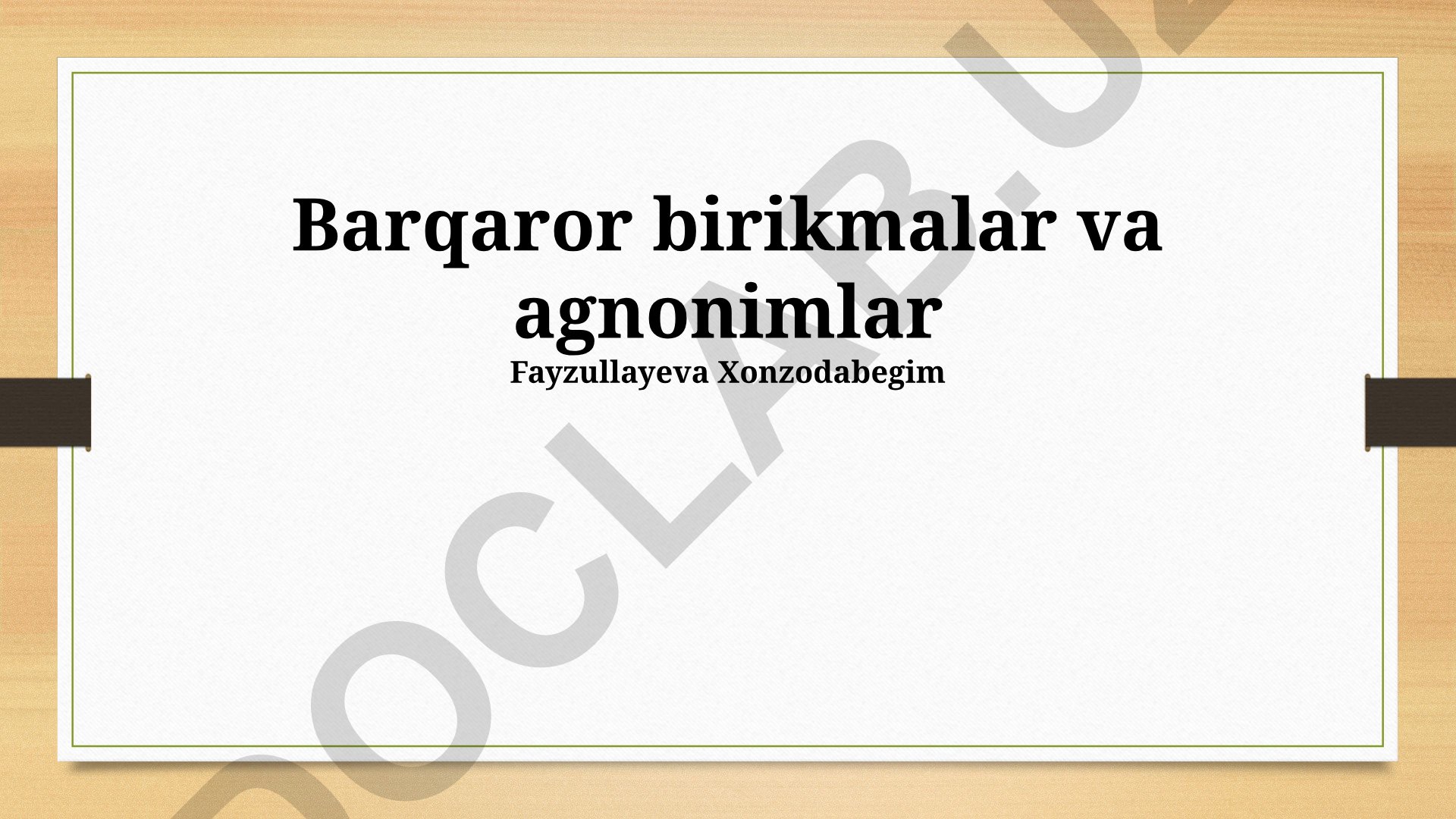 Barqaror birikmalar va agnonimlar