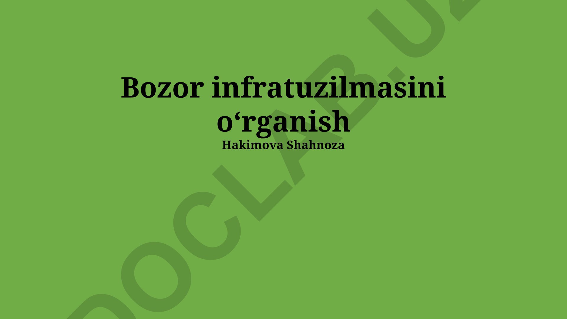 Bozor infratuzilmasini oʻrganish