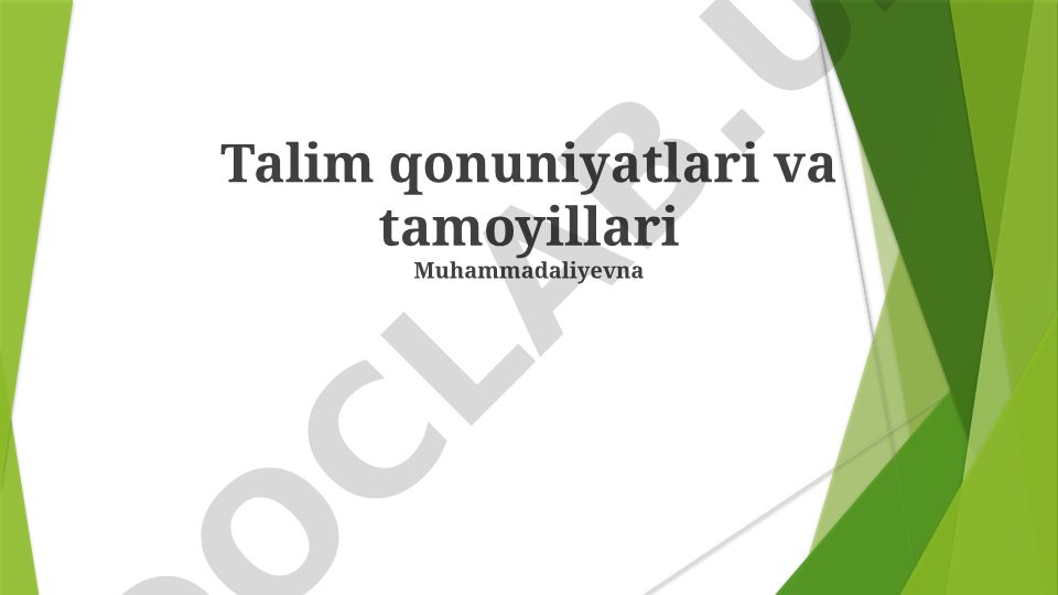 Ta'lim qonuniyatlari va tamoyillari