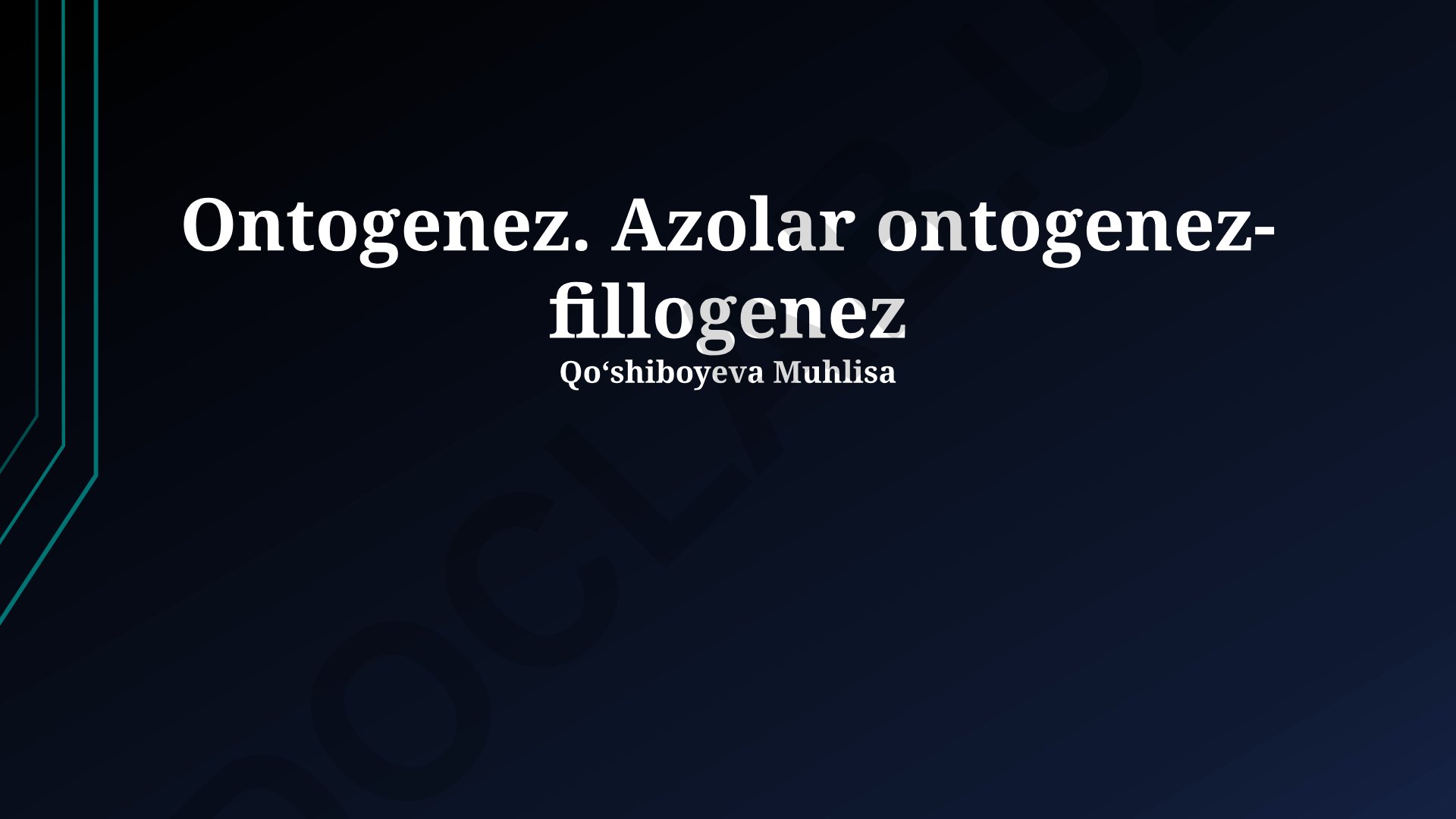 Ontogenez va filogenez o'rtasidagi bog'liqlik