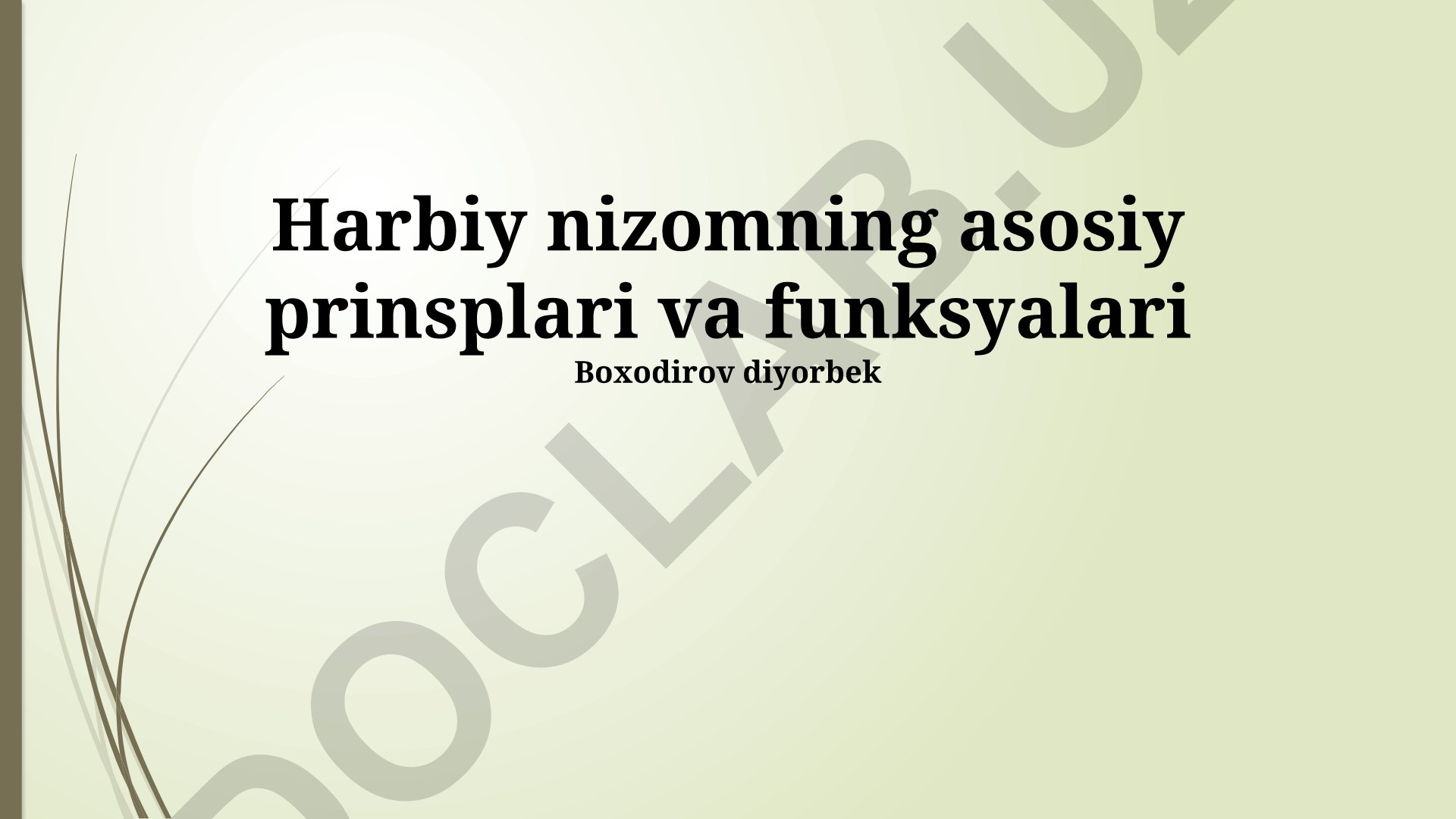 Harbiy nizomning asosiy prinsiplari va funksiyalari