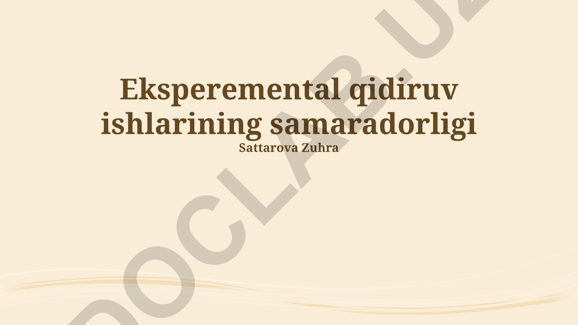 Eksperimental qidiruv ishlarining samaradorligi