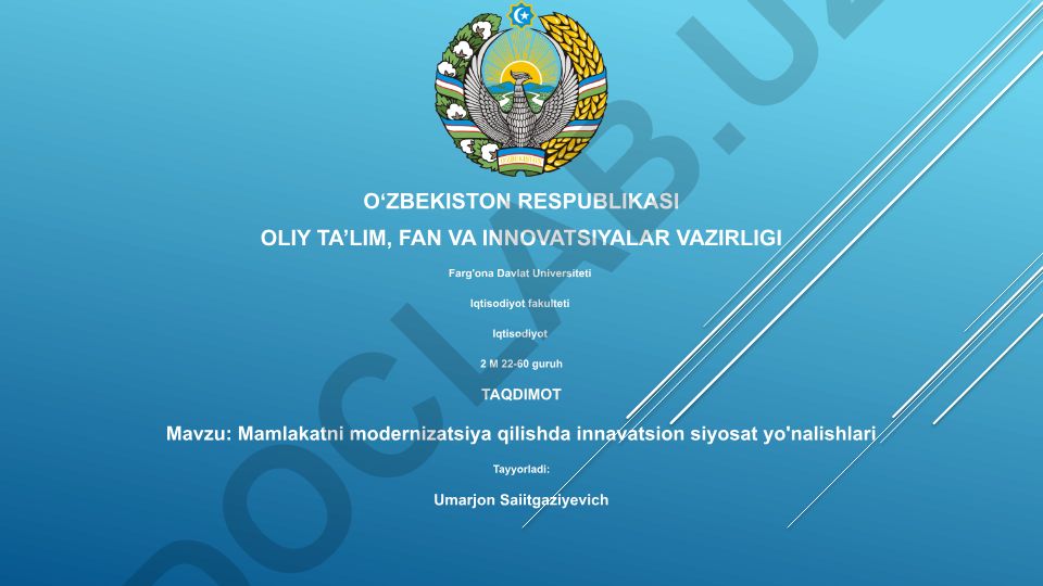 Mamlakatni modernizatsiya qilishda innavatsion siyosat yo'nalishlari