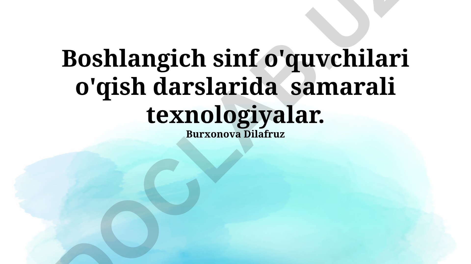 Boshlang'ich sinf o'quvchilari uchun samarali o'qish texnologiyalari