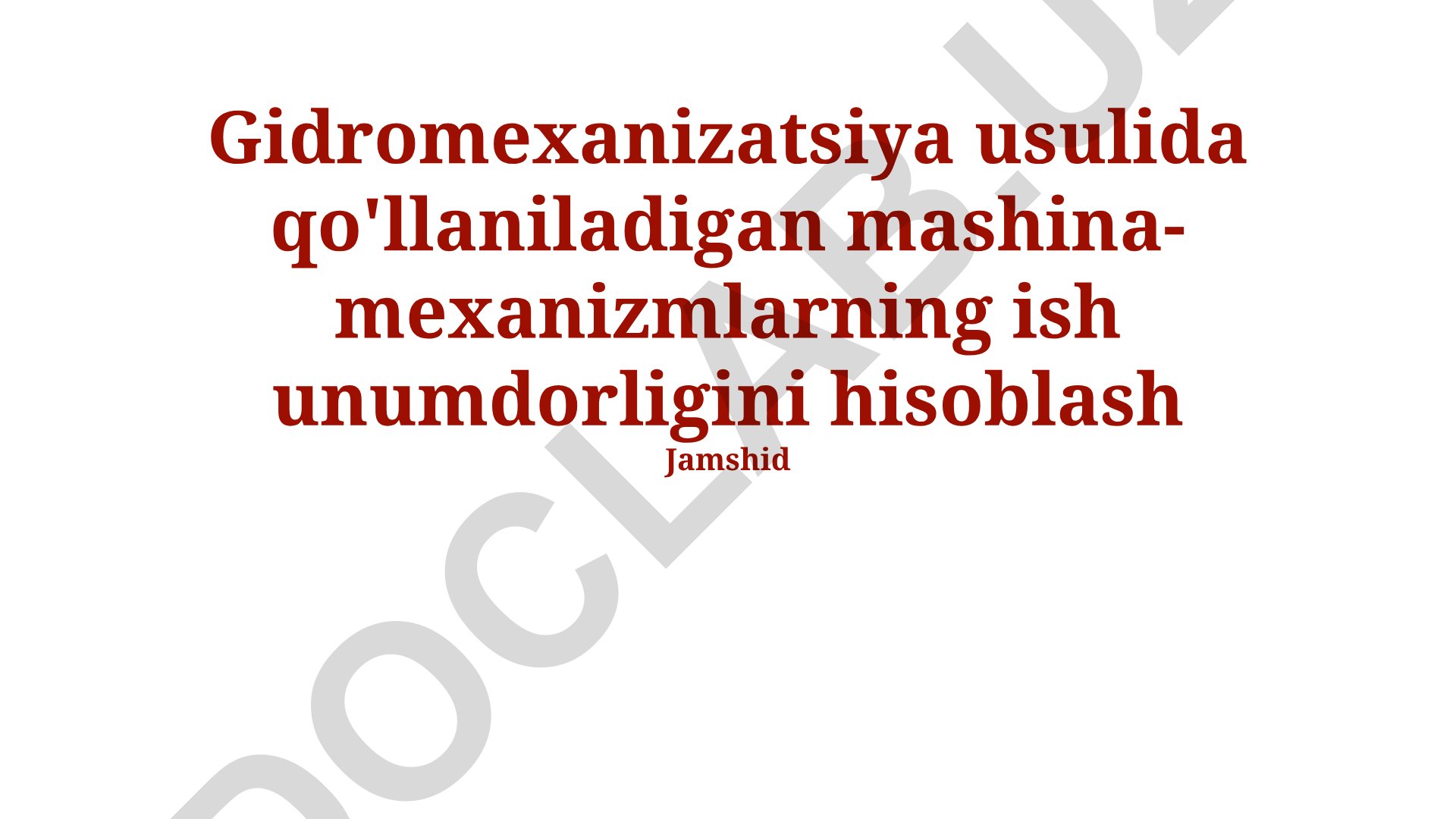 Gidromexanizatsiya usulida qo'llaniladigan mashina-mexanizmlarning ish unumdorligini hisoblash