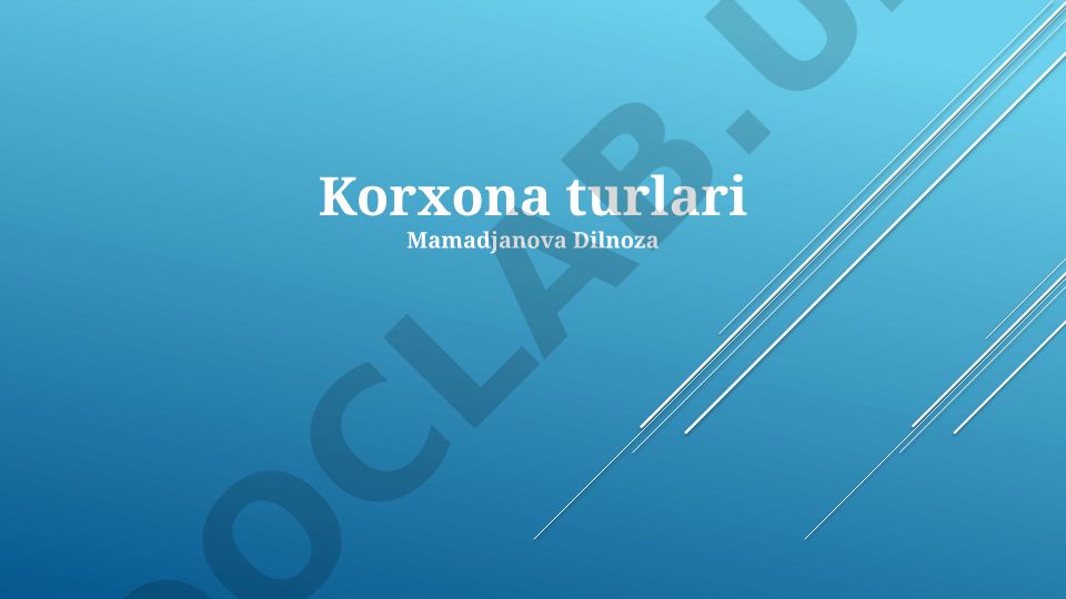 Korxona turlari va ularning tasnifi