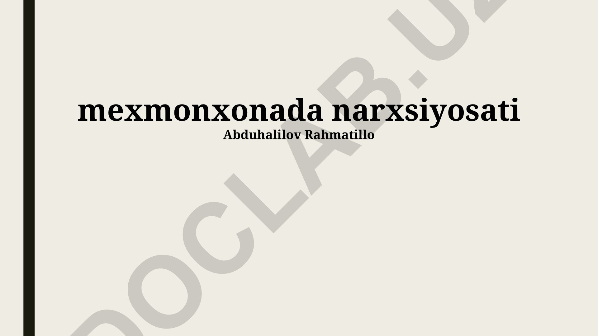 Mehmonxonalarda narx siyosati va raqobatbardosh strategiyalar