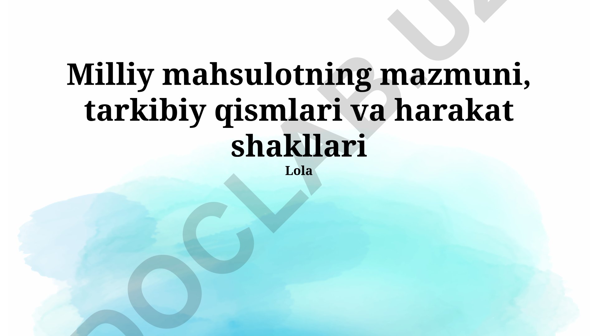 Yalpi ichki mahsulotning mazmuni, tarkibiy qismlari va harakat shakllari