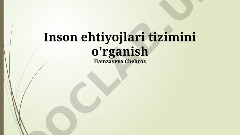 Inson ehtiyojlari tizimini o'rganish