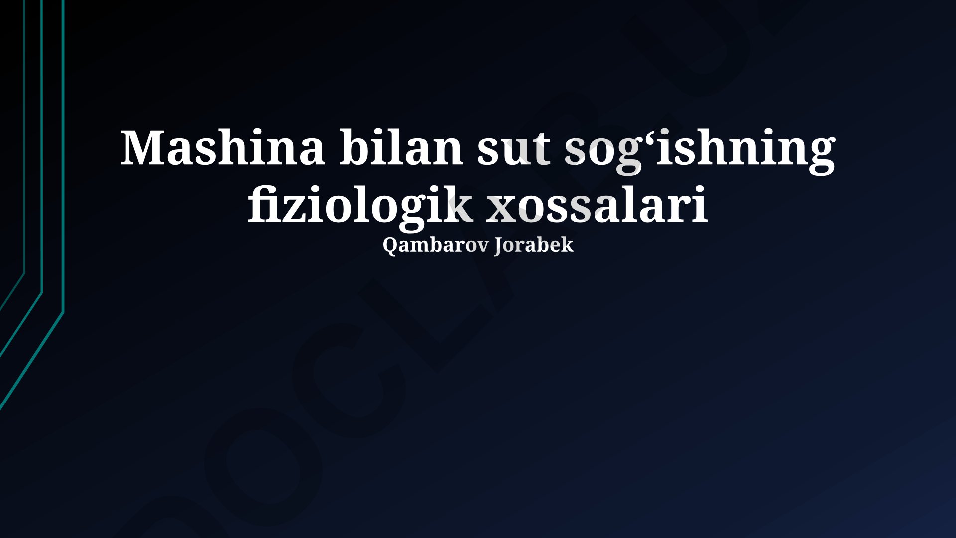 Mashina bilan sut sogʻishning fiziologik xossalari