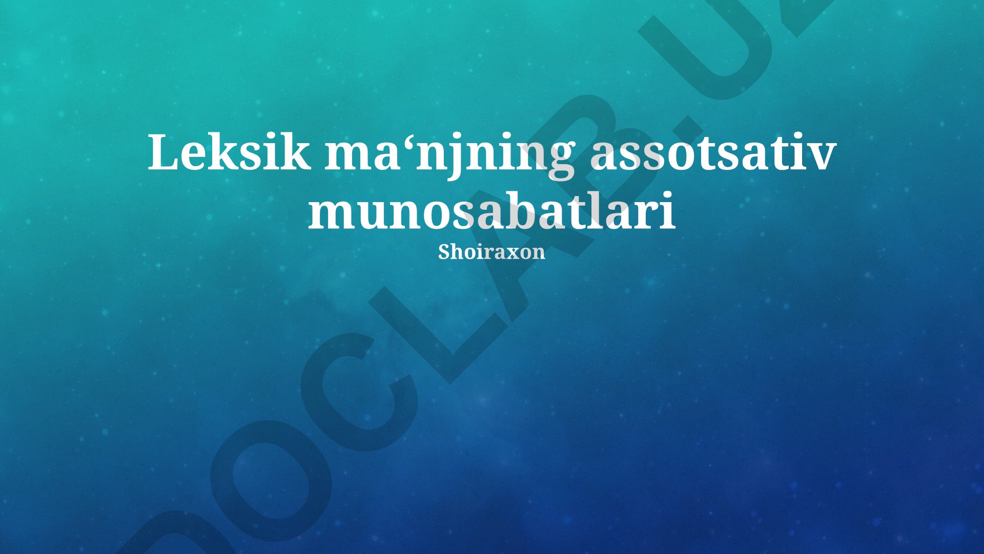 Leksik ma'nolarning assotsiativ munosabatlari