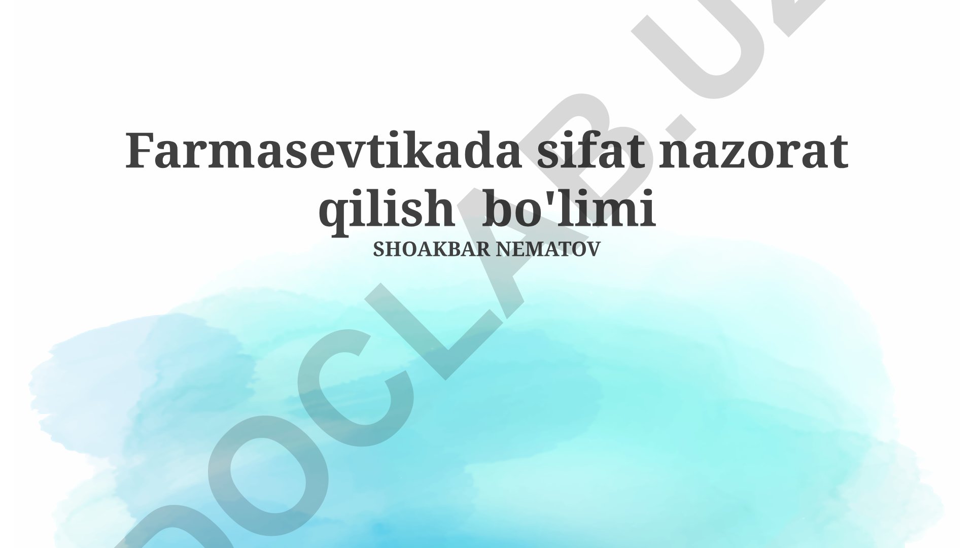 Farmasevtikada sifat nazorati bo'limi va jarayonlari