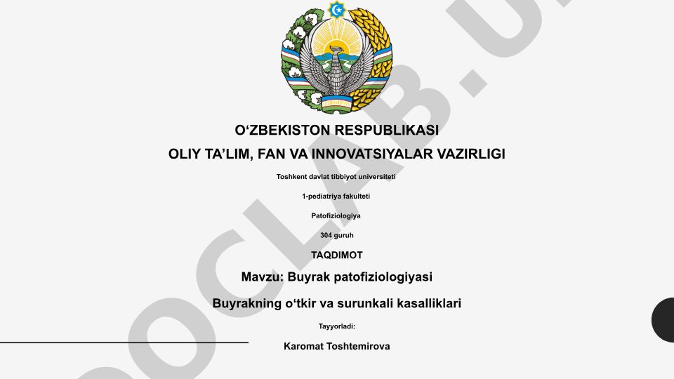 Buyrak patofiziologiyasi: O'tkir va surunkali kasalliklar