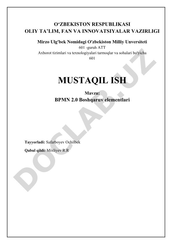 BPMN 2.0 Boshqaruv elementlari