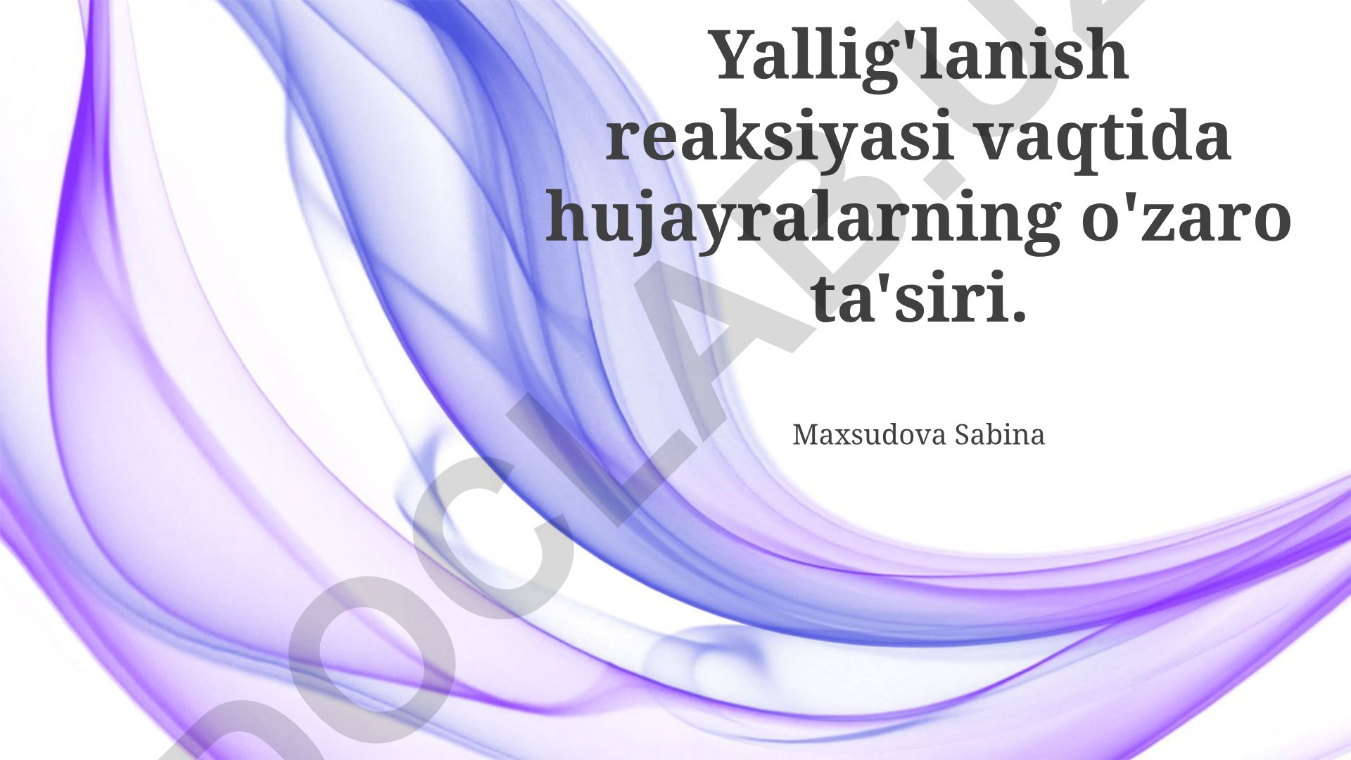 Yallig'lanish reaksiyasi vaqtida hujayralarning o'zaro ta'siri