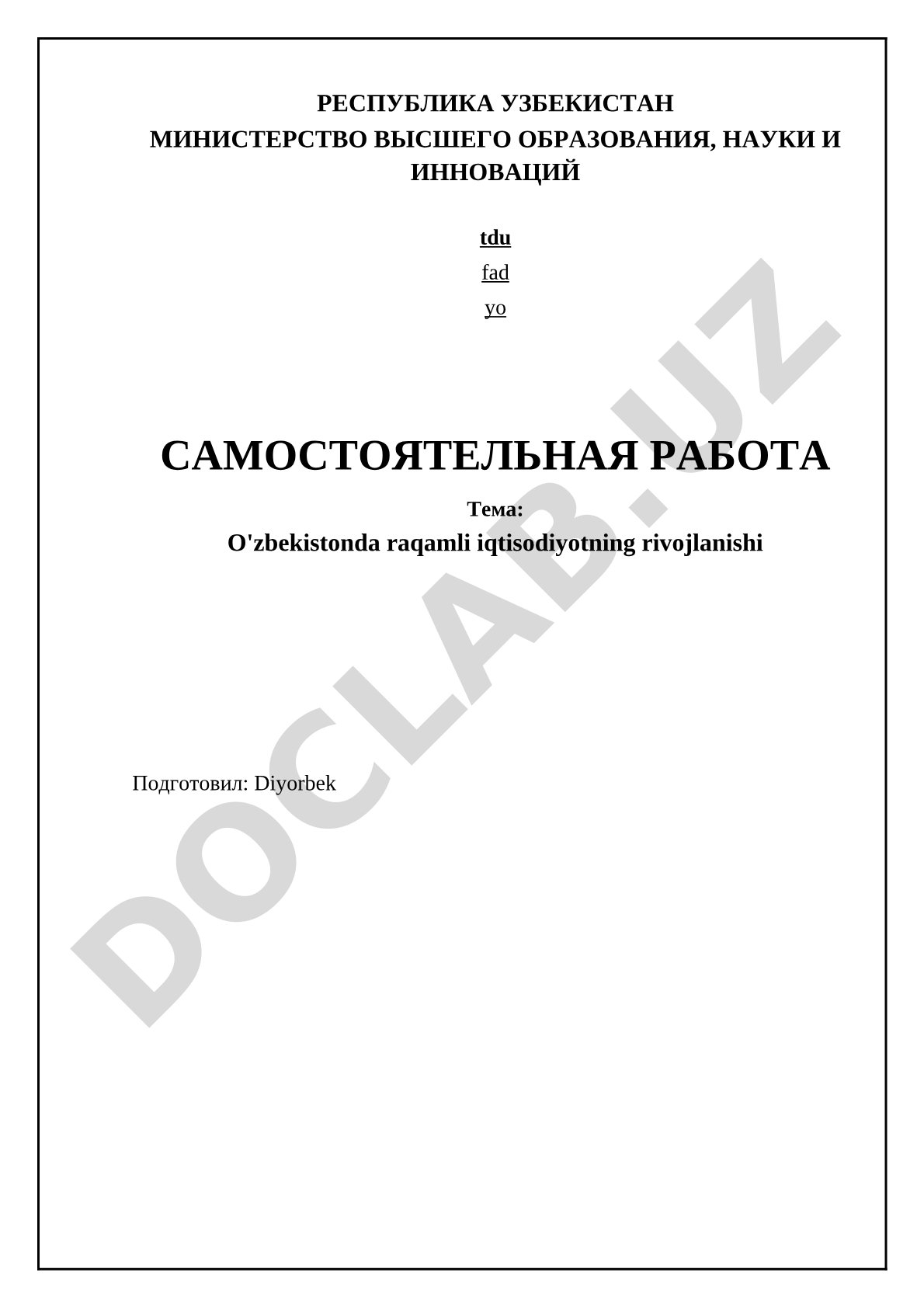 O'zbekistonda raqamli iqtisodiyotning rivojlanishi