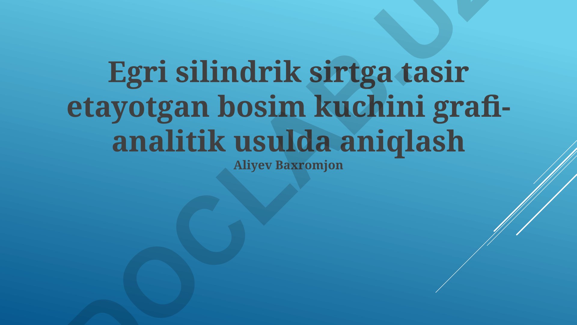 Egri silindrik sirtga tasir etayotgan bosim kuchini grafi-analitik usulda aniqlash