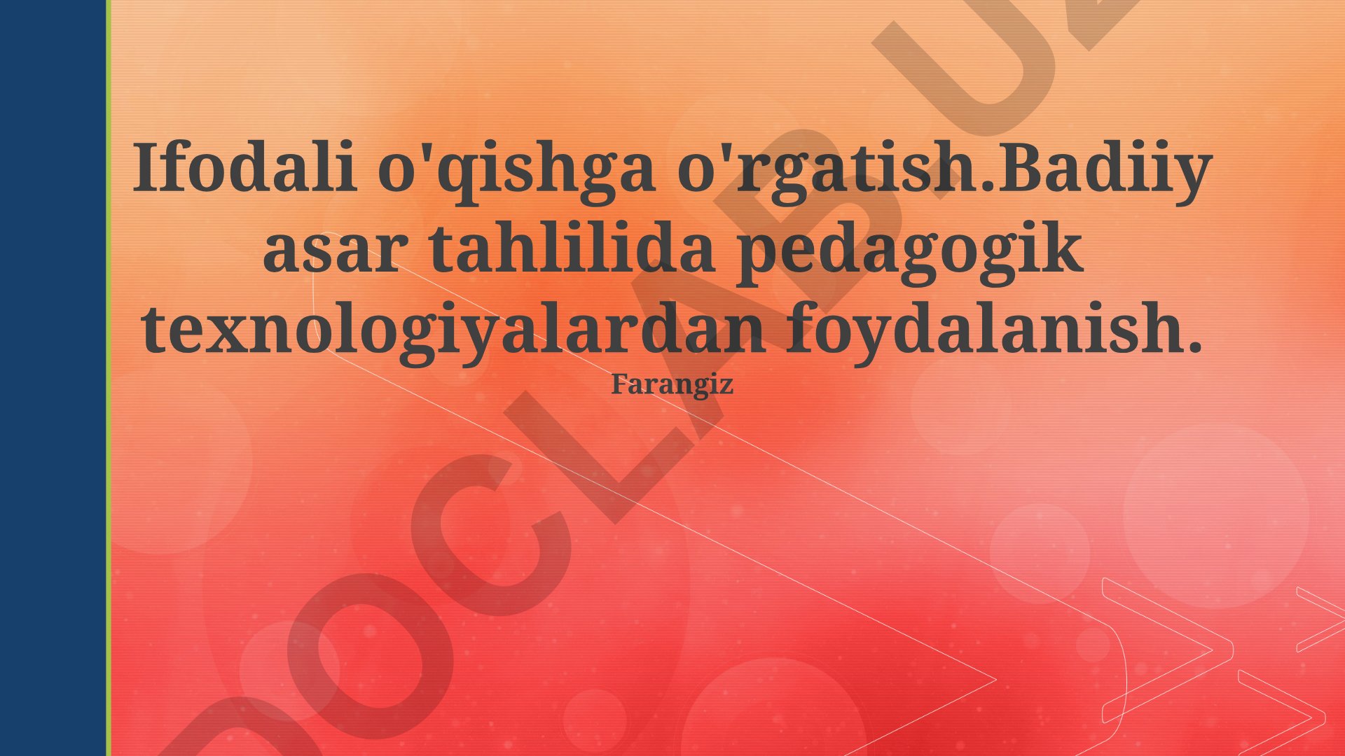Adabiy tahlilga pedagogik texnologiyalarni qo'llash