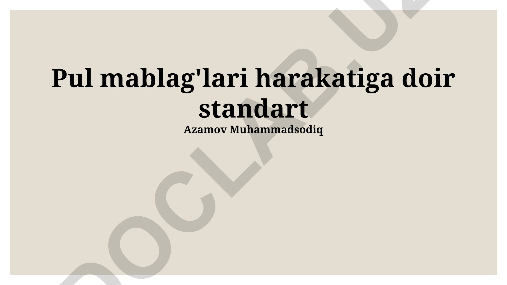 Naqd mablag'lar harakatini nazorat qilish va hisobi