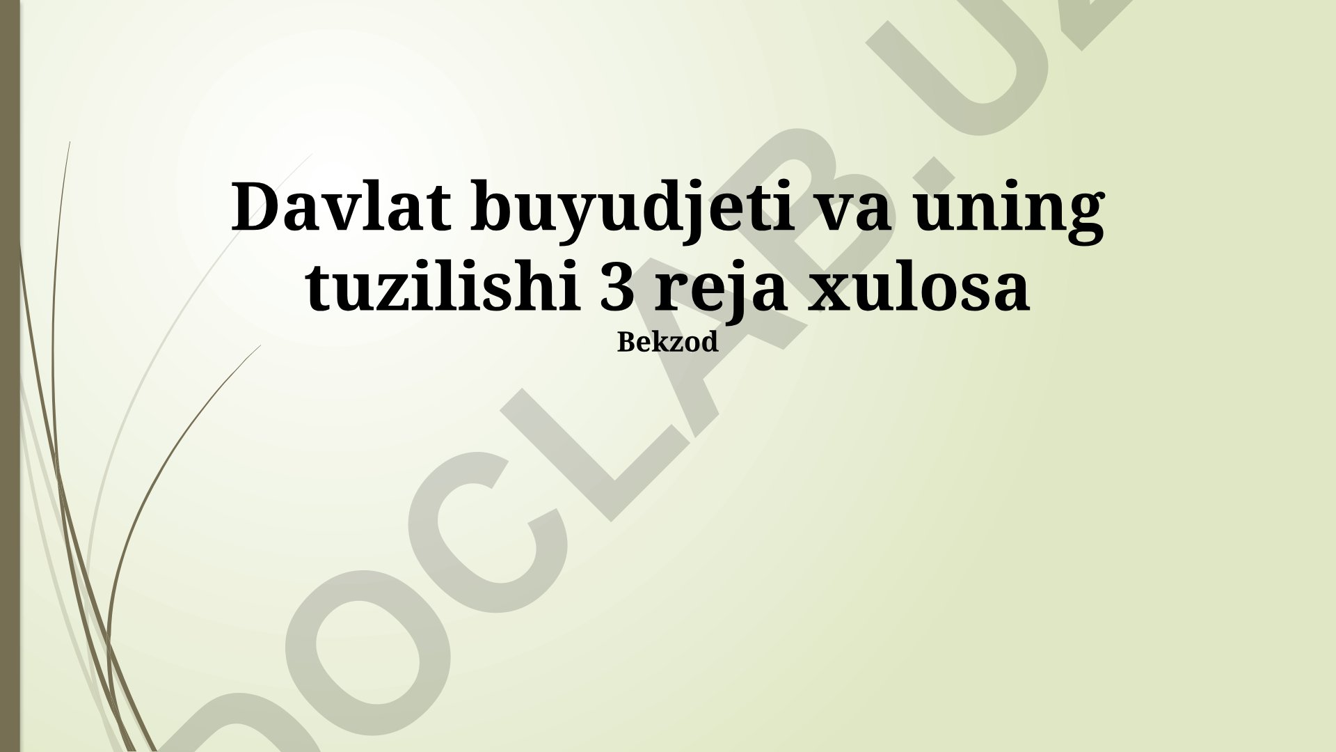 Davlat byudjeti va uning tuzilishi