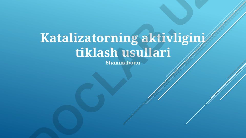 Katalizator faolligini tiklash va yaxshilash usullari