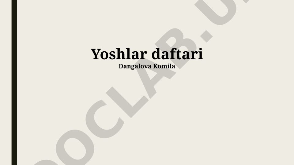 Yoshlar kundaligi va samarali vaqt boshqarish