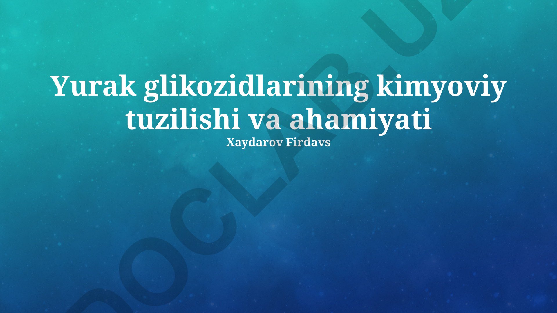 Yurak glikozidlarining kimyoviy tuzilishi va ahamiyati