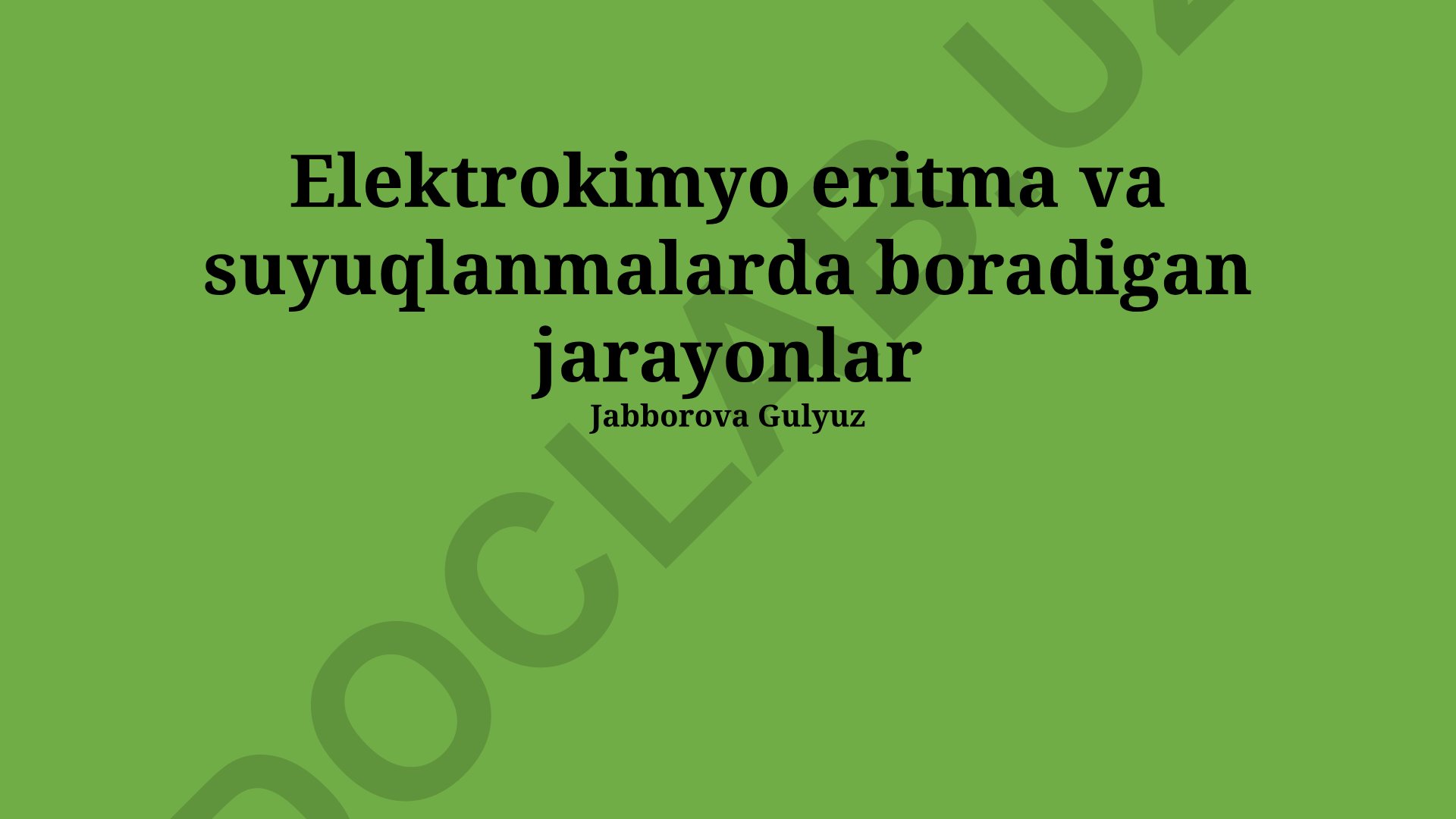 Elektrokimyo eritma va suyuqlanmalarda boradigan jarayonlar