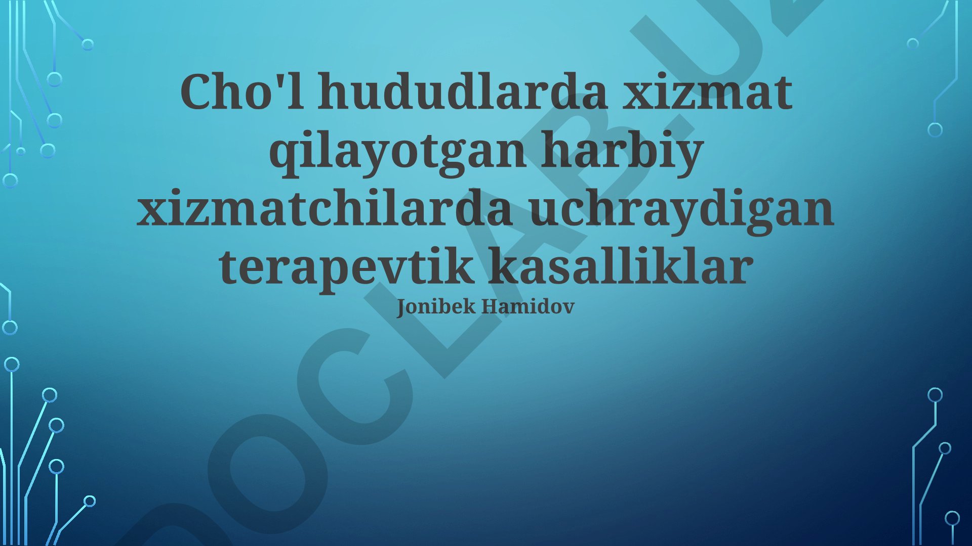 Cho'l hududlarida harbiy xizmatchilarda uchraydigan terapevtik kasalliklar