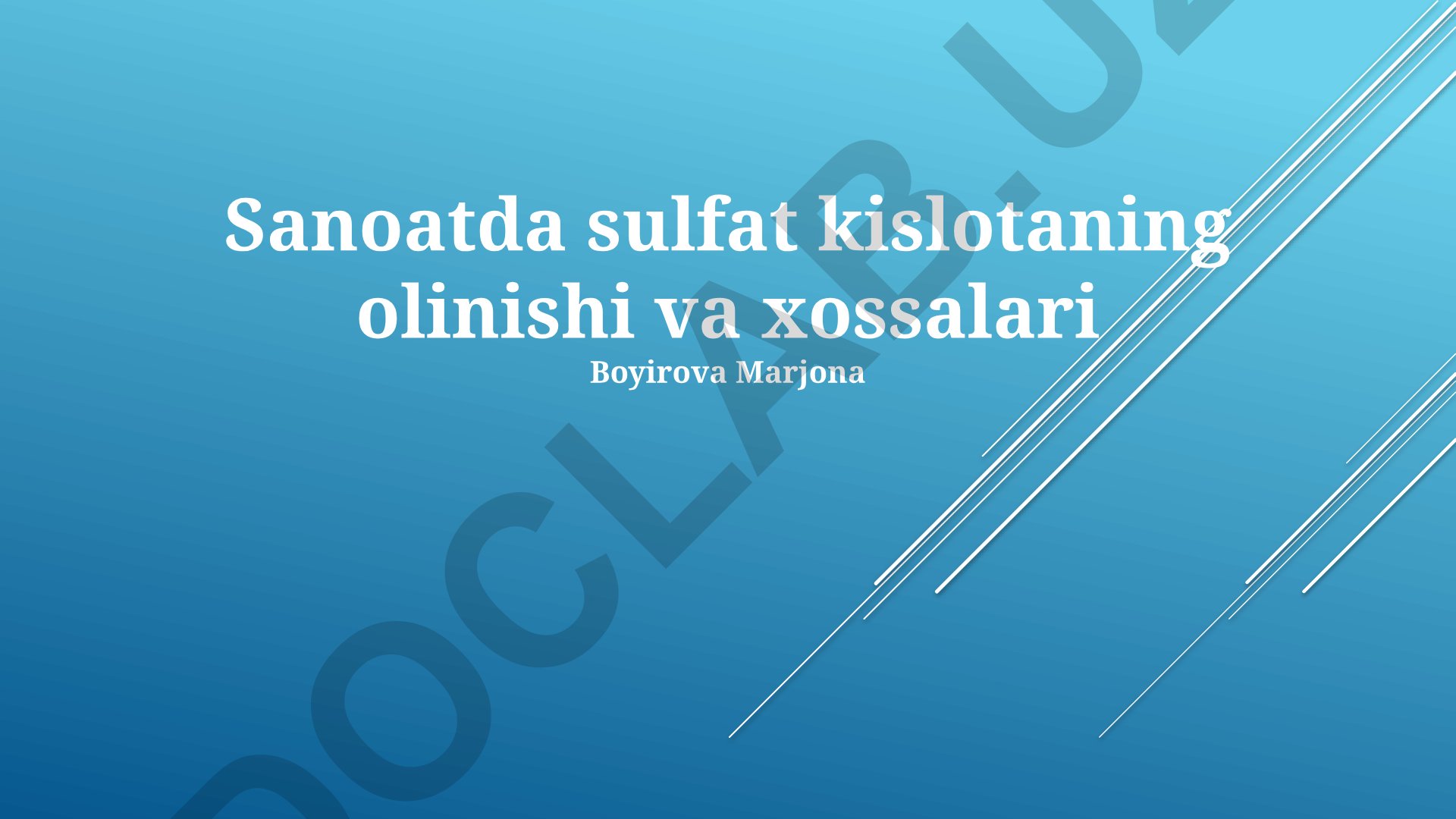 Sanoatda sulfat kislotaning olinishi va xossalari