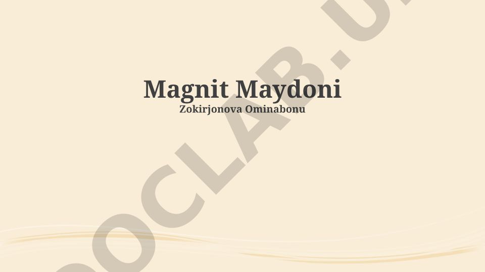 Magnit maydonining asoslari, manbalari va qo'llanilishi