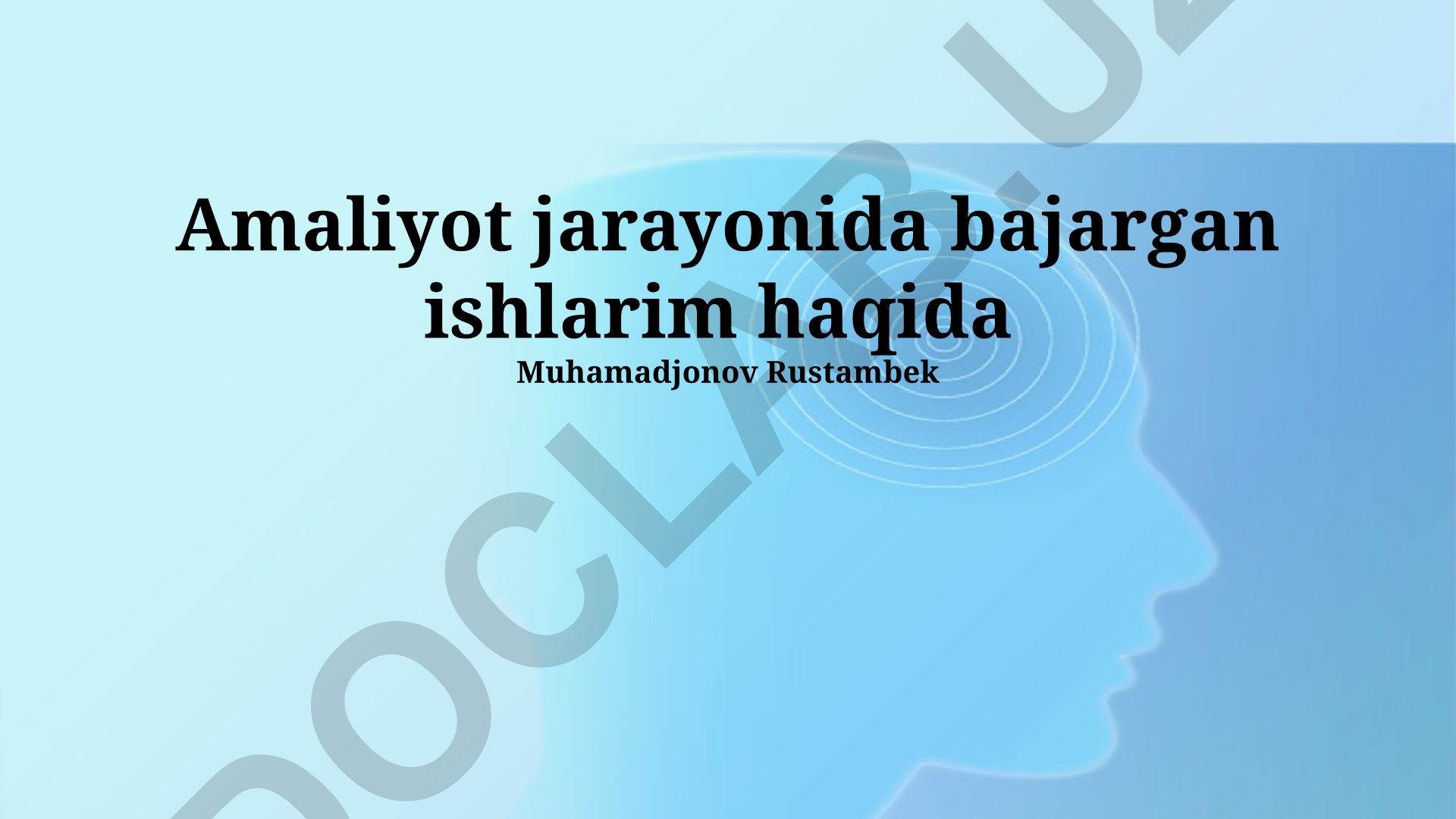 Amaliyot jarayonida bajargan ishlar, tajriba va kelajak rejalari