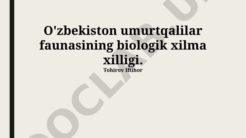 O'zbekiston umurtqalilar faunasining biologik xilma-xilligi