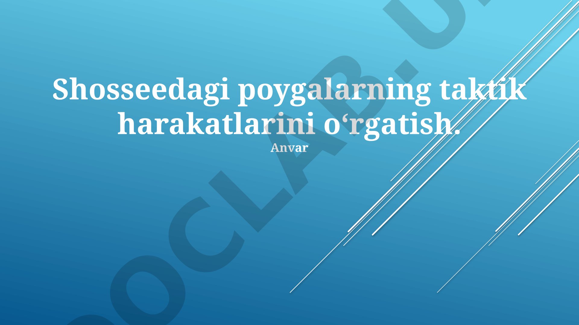 Shosseedagi poygalarning taktik harakatlarini o‘rgatish