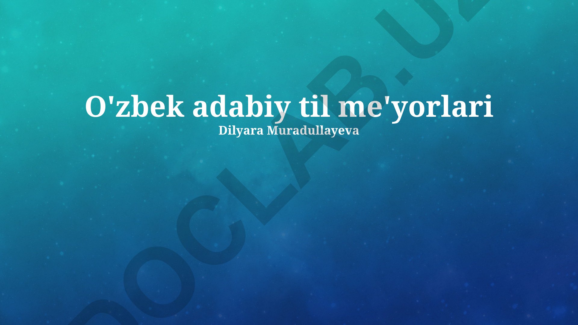 O'zbek adabiy til me'yorlari
