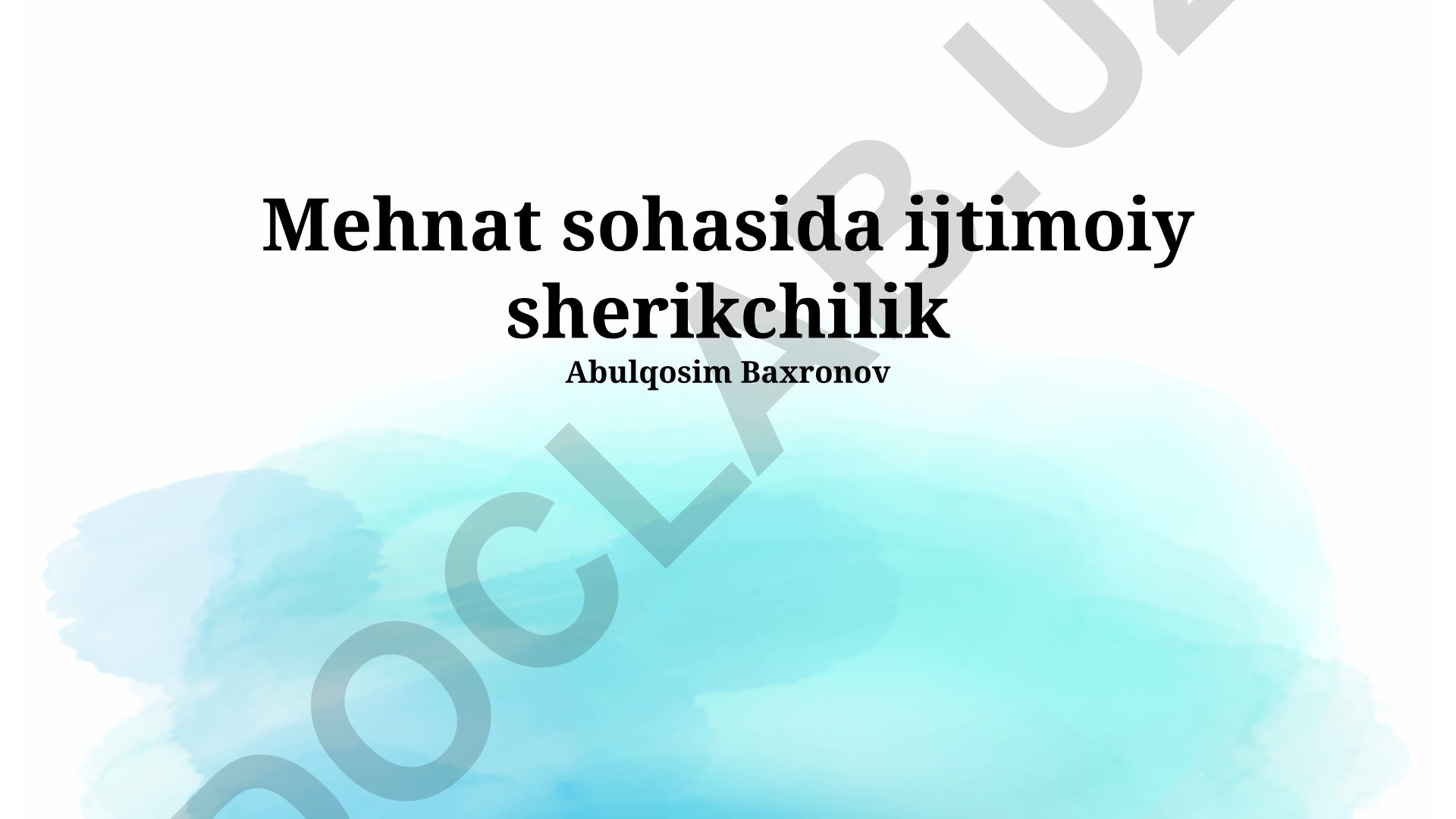 Mehnat sohasida ijtimoiy sherikchilik