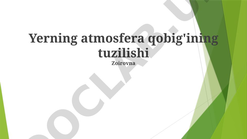 Yerning atmosfera qobig'ining tuzilishi