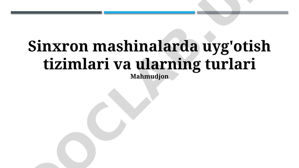 Sinxron mashinalarda uyg'otish tizimlari va ularning turlari