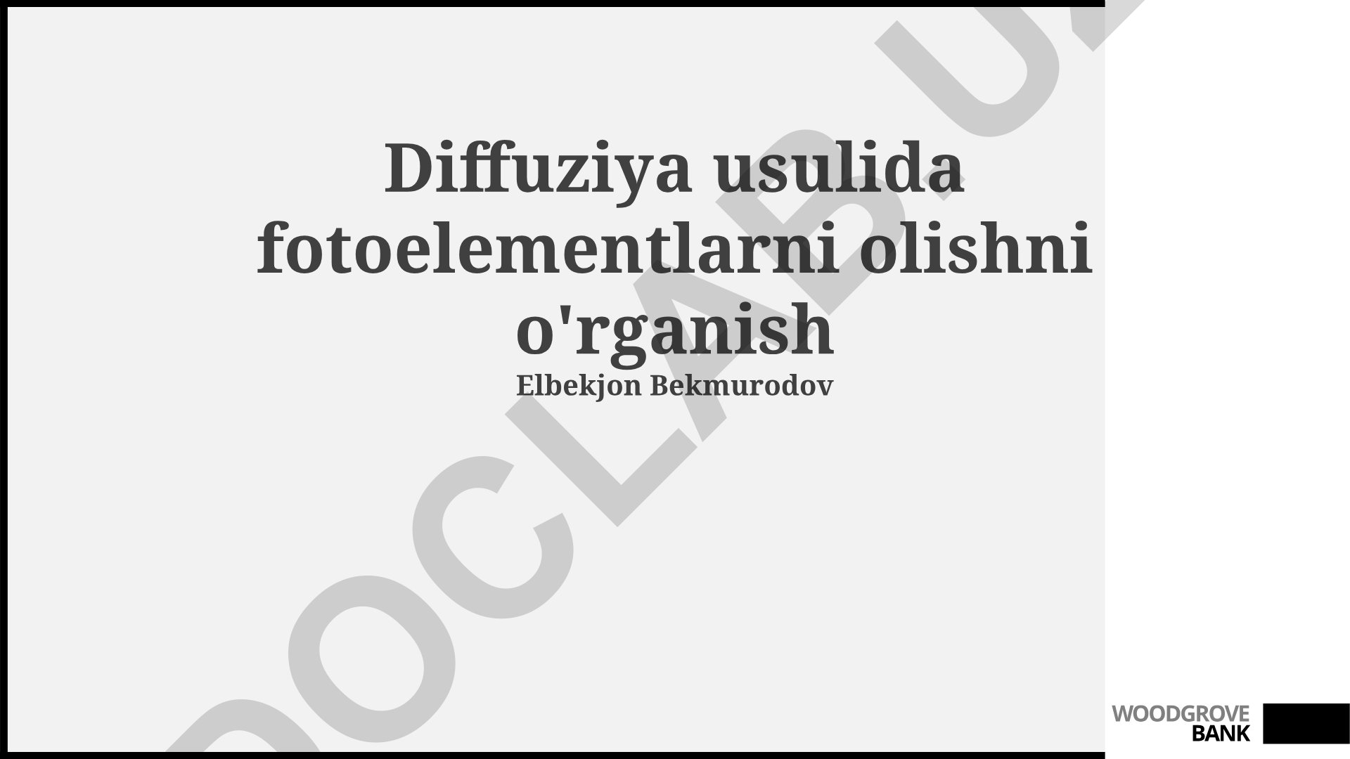 Diffuziya usulida fotoelementlarni olish